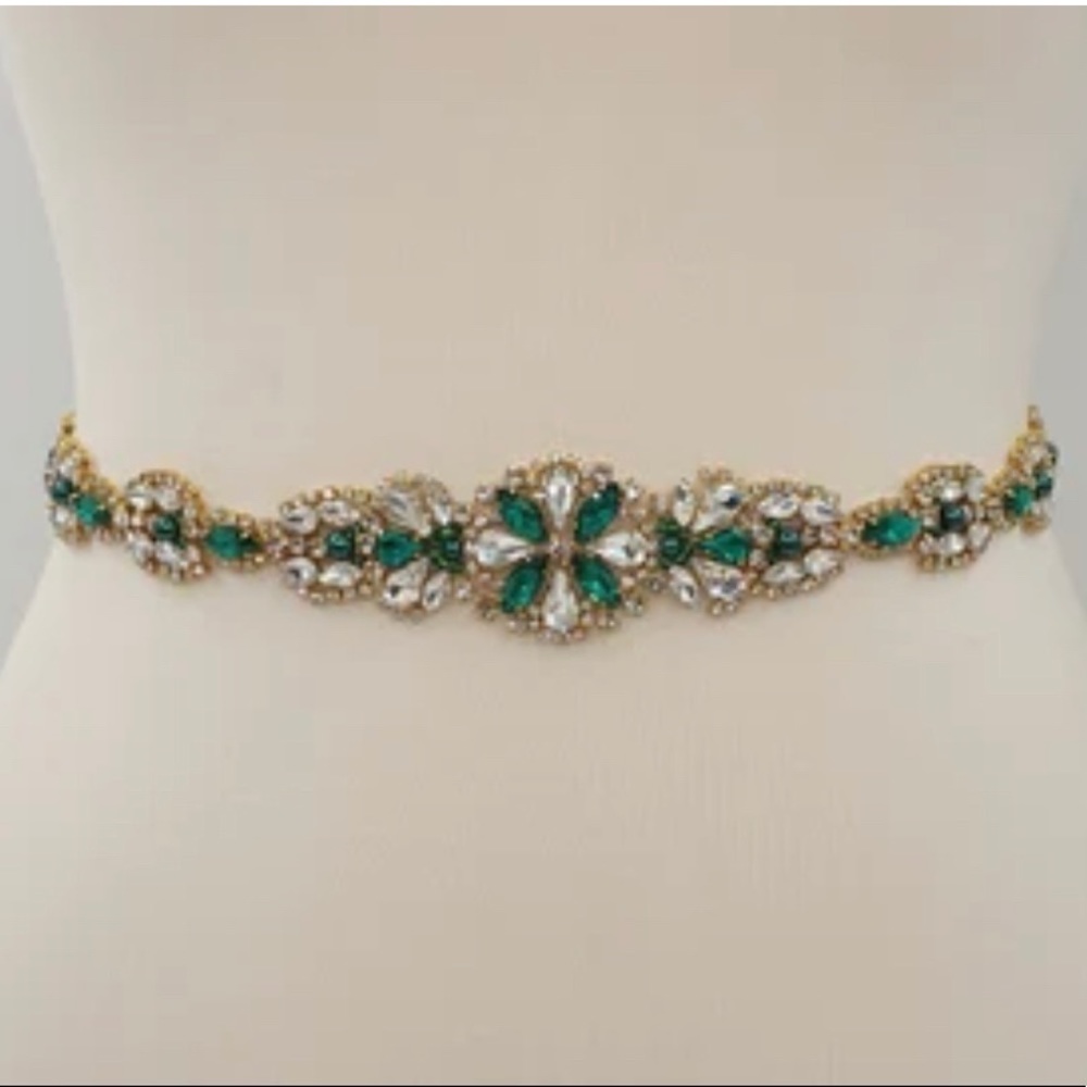 NWT 32in Emerald and Gold Bridal Belt